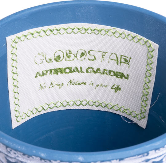 GloboStar Ceramic Flower Pot White Blue 13x14x13cm