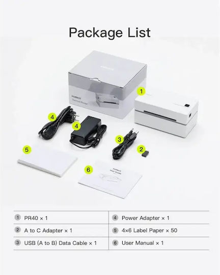 Inateck PR40 Thermal Label Printer 40-110mm Bluetooth USB