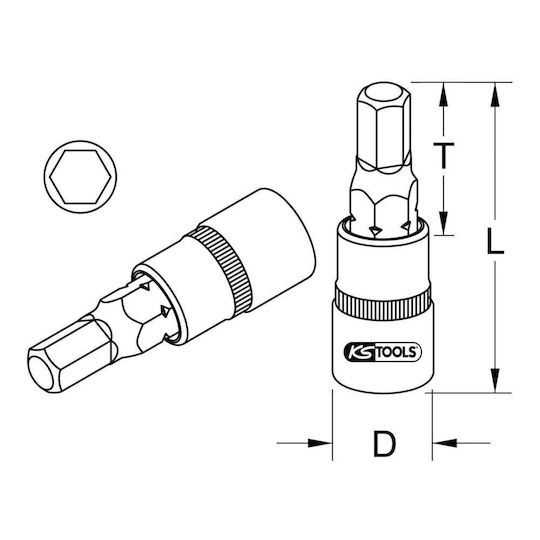 1/2" Hex Bit Socket Short 14mm Ks Tools