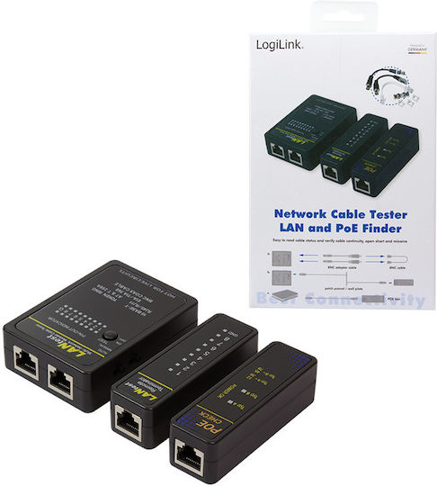 LogiLink WZ0015P Tester De Cabluri Apă De La Robinet / Rețea RJ45 / RJ11 / RJ12 / BNC