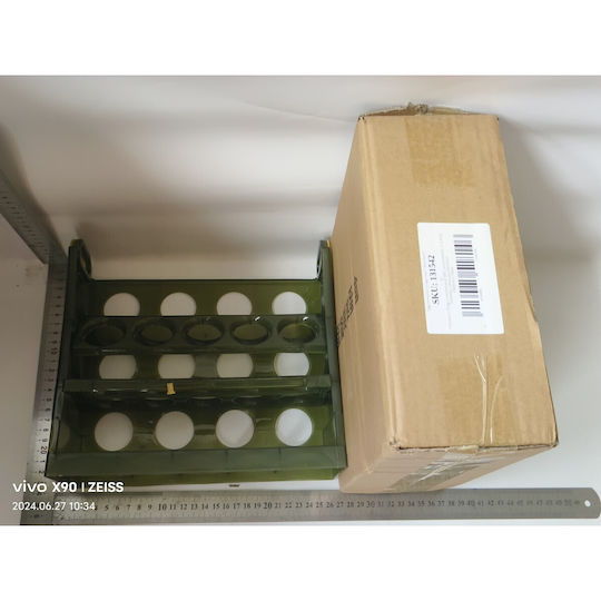 Alista Home Suport Organizator Ouă Alista Home Frigider Transparent Verde Capacitate 30 Ouă Trei Straturi Data Expirării 25.5x10x23 Cm
