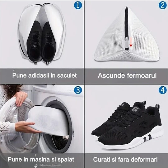 Alista Home Sac Pentru Spălare și Uscare Pantofi Compatibil Mașină de Spălat Material Durabil 42 X 24 X 24 Cm Alb