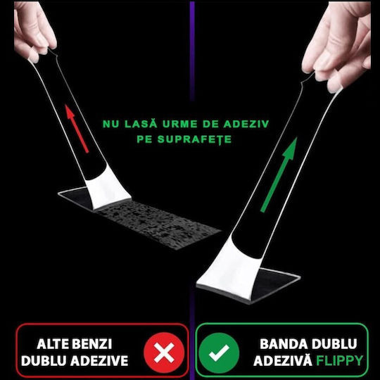 Bandă Dublă Adezivă Alista Home Transparentă Impermeabilă Reutilizabilă Tehnologie Nano 30mm X 1mm X 3m Fără Reziduuri
