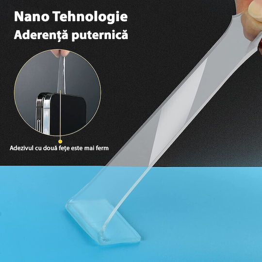Bandă Dublă Adezivă Alista Home Transparentă Impermeabilă Reutilizabilă Tehnologie Nano 20mm X 1mm X 3m Fără Reziduuri
