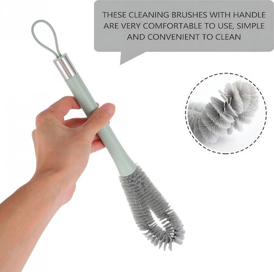 Perie Curățare Sticle Perie Curățare Biberoane Alista Home Mâner Lung Uz Casnic Silicon Ergonomic 3.9x5.4x38.5cm Verde