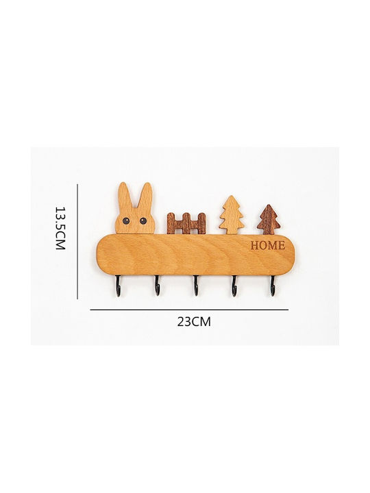 Alista Home Agățătoare Chei De Perete Din Lemn 5 Compartimente 13.5x22cm