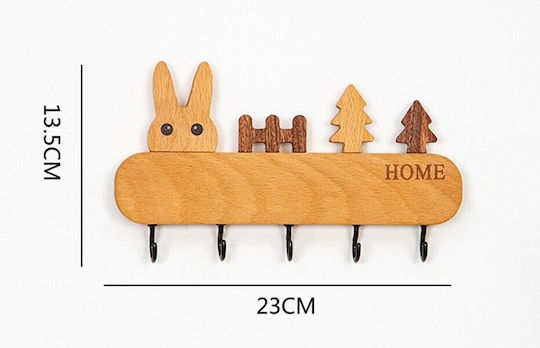 Alista Home Κλειδοθήκη Τοίχου Ξύλινη 5 θέσεις 13.5x22cm