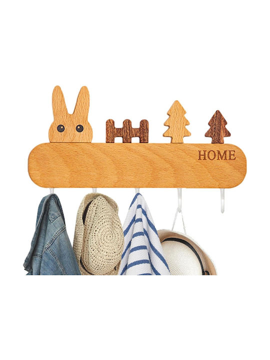Alista Home Agățătoare Chei De Perete Din Lemn 5 Compartimente 13.5x22cm