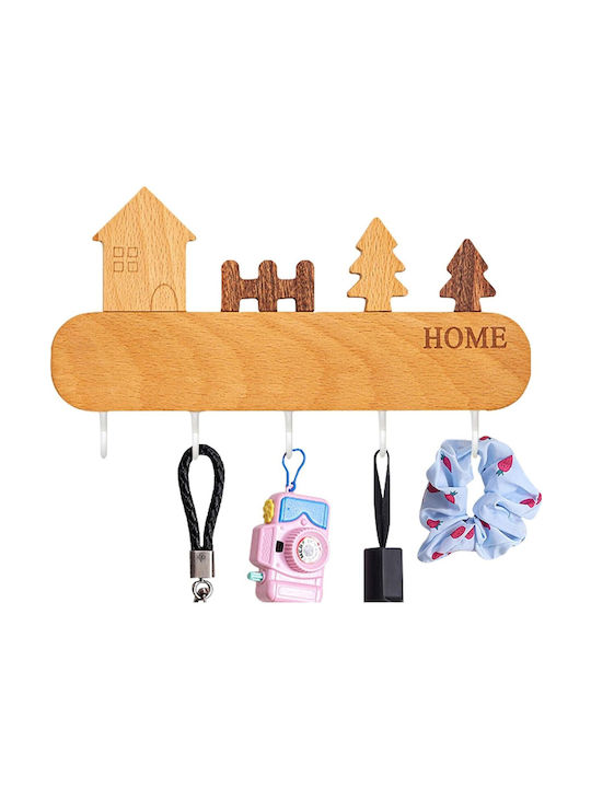 Alista Home Agățătoare Chei De Perete Din Lemn 5 Compartimente 13.5x23cm