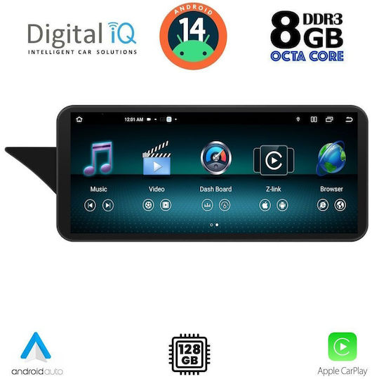 Digital IQ Car Audio System for Mercedes-Benz E Class 2009-2012 Bluetooth USB WiFi GPS Apple CarPlay Android Auto with 12.3" Touch Screen