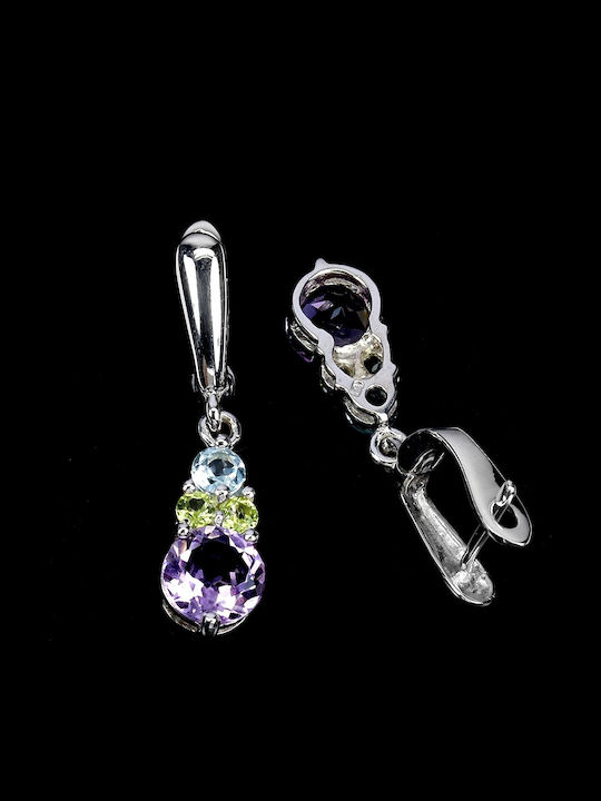 Silver Delicate Earrings Natural Amethysts Topazes Sky Olivines 1