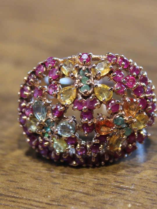 Natural Sapphire Ruby Emerald Ring 16.5