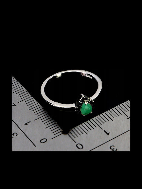 925 Delicate Silver Ring Natural Emerald Black Spinels Size 13 925 Delicate Silver Ring Natural Emerald Black Spinels Size 13