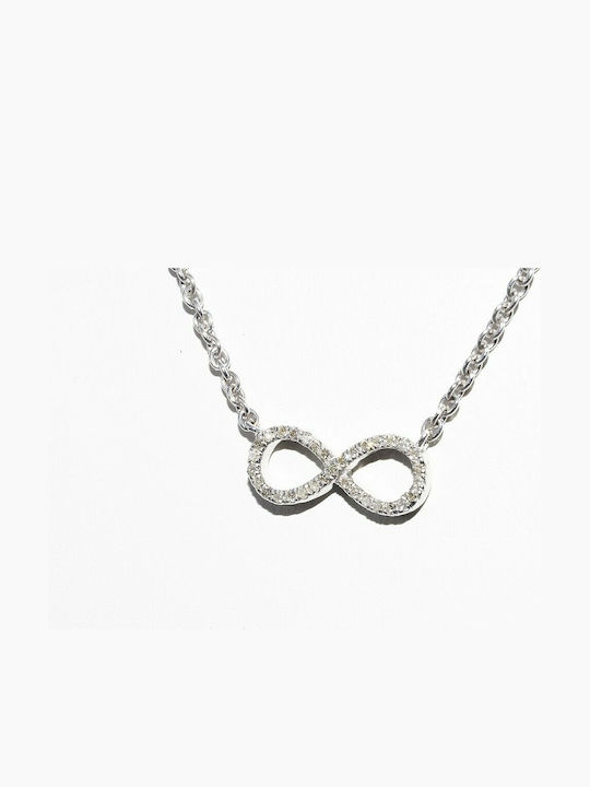 Silver Infinity Necklace Diamonds 0.20ct