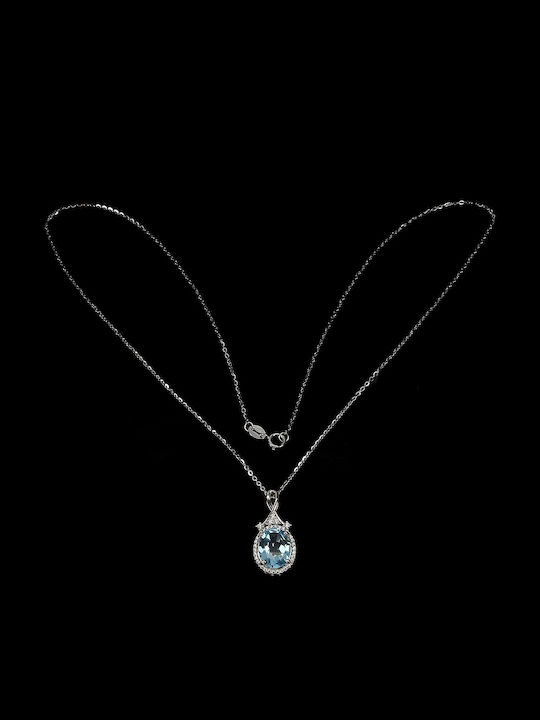 Delicate Beautiful Necklace Natural Sky Blue Topaz Zirconia 925