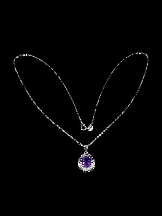 Natural Amethyst Zircon 925 Necklace Beautiful Delicate