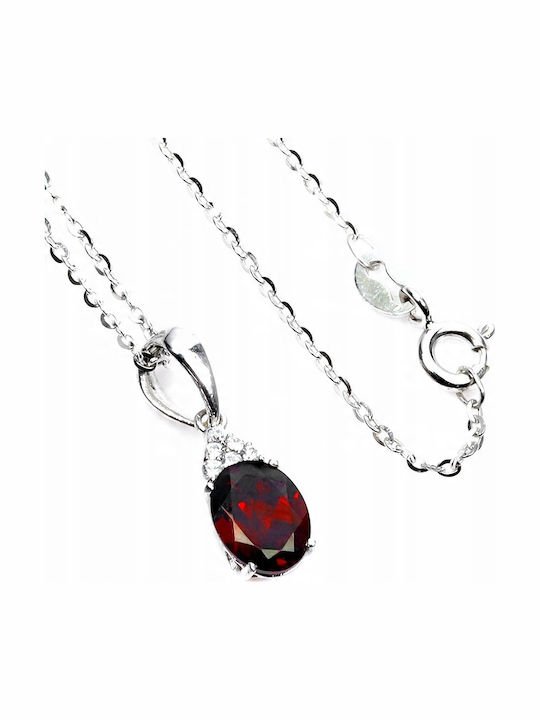 925 Elegant Silver Necklace Delicate Zircon Natural Garnet