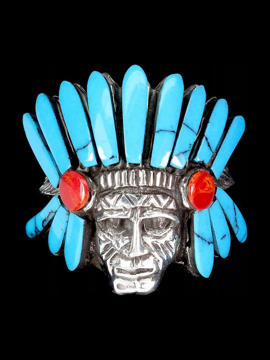 925 Stunning Silver Turquoise Ring Size 17 Indian