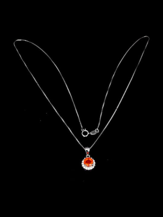 925 Delicate Necklace Natural Orange Opal Zircon Silver