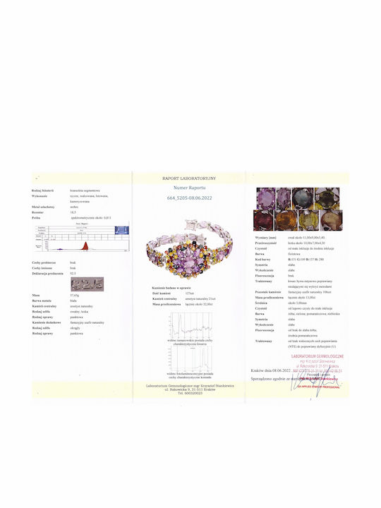 925 Amethyst Sapphire Bracelet Certificate