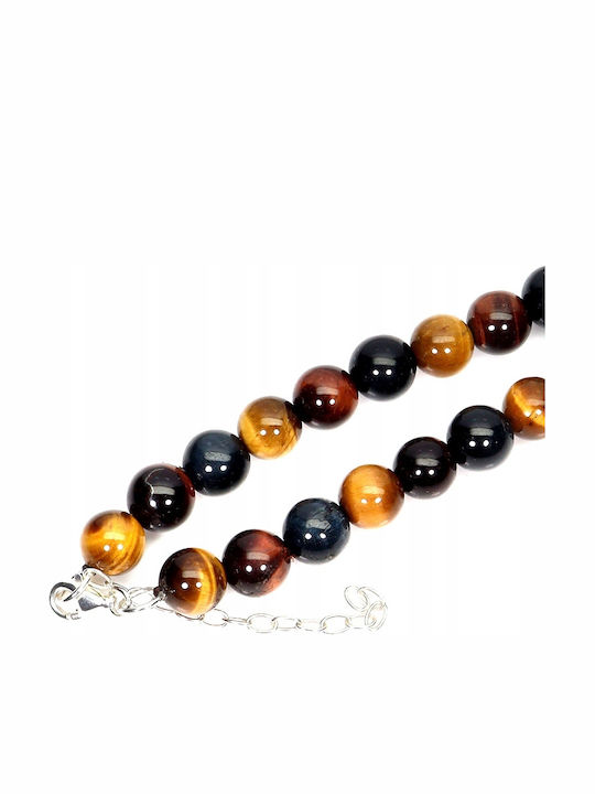Stunning 925 Silver Necklace Natural Tiger's Eye Stones