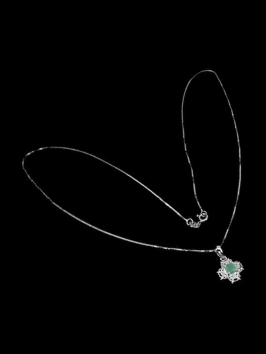 925 Silver Elegant Delicate Necklace Natural Emerald White Topazes 925 Silver Elegant Delicate Necklace Natural Emerald White Topazes