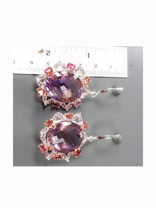 73ct Ametrine Amethyst Sapphire Earrings Certificate