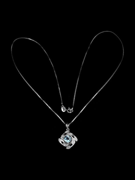 Delicate Natural Sky Blue Topaz White Topazes 925 Necklace