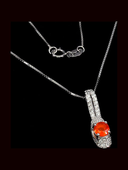 Zarte Orange Opal Zirkon Silber 925 Halskette