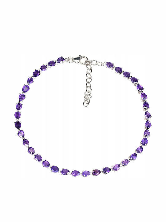 Silver Bracelet Natural Amethysts Beautiful 925 Silver Bracelet Natural Amethysts Beautiful 925