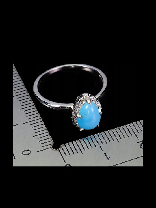 925 Silver Delicate Ring Turquoise Cubic Zirconia Size 17 925 Silver Delicate Ring Turquoise Cubic Zirconia Size 17