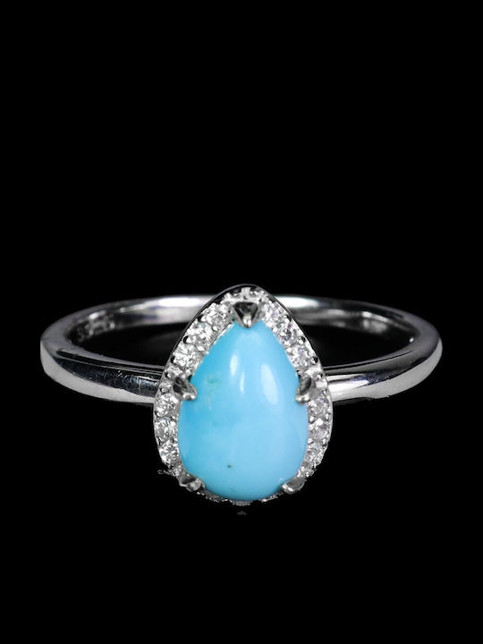 925 Silver Delicate Ring Turquoise Cubic Zirconia Size 17