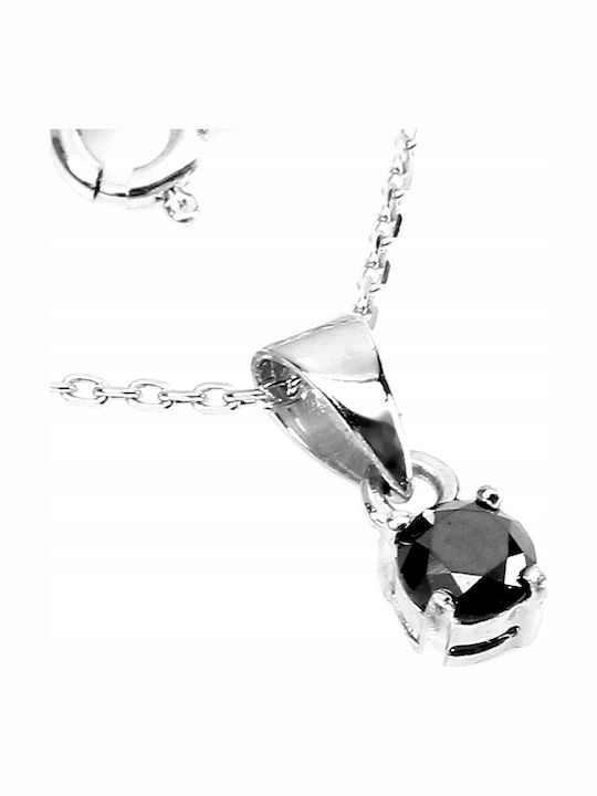 Colier Argint Diamant Negru Natural 0.30ct