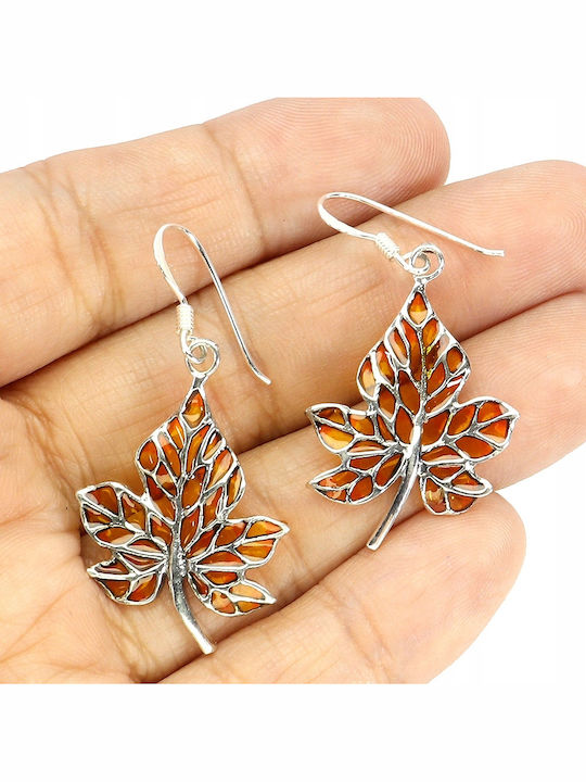 Silver 925 Enamel Maple Leaf Earrings 3