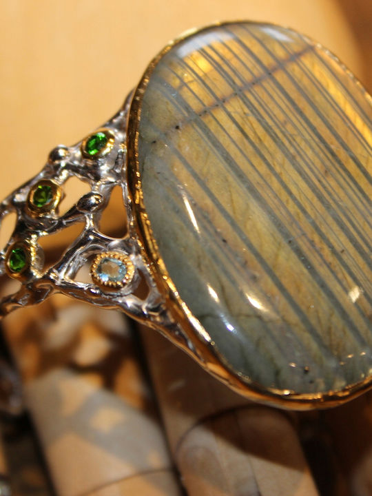 Songea Silberarmband Labradorit Aquamarine 925