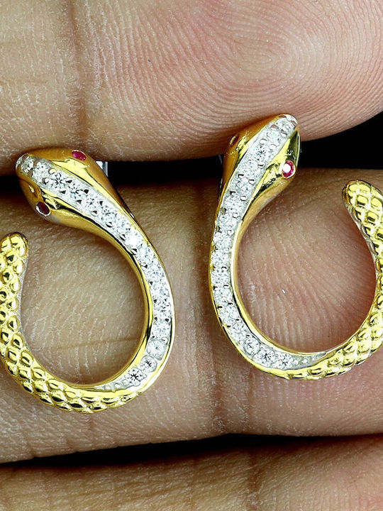 Silver 4 Delicate Aaa Zirconia Snake Earrings