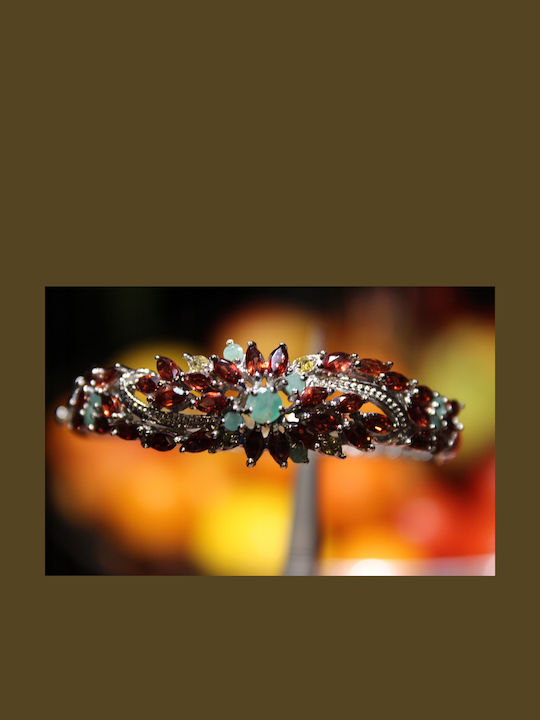 Silver Bracelet Natural Garnets Sapphires Songea Emeralds 925