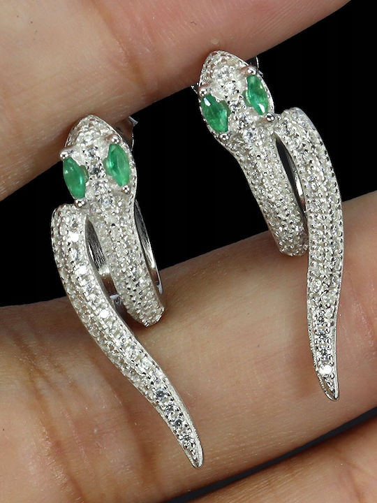 Silver Elegant Delicate 925 Zirconia Snake Earrings 4