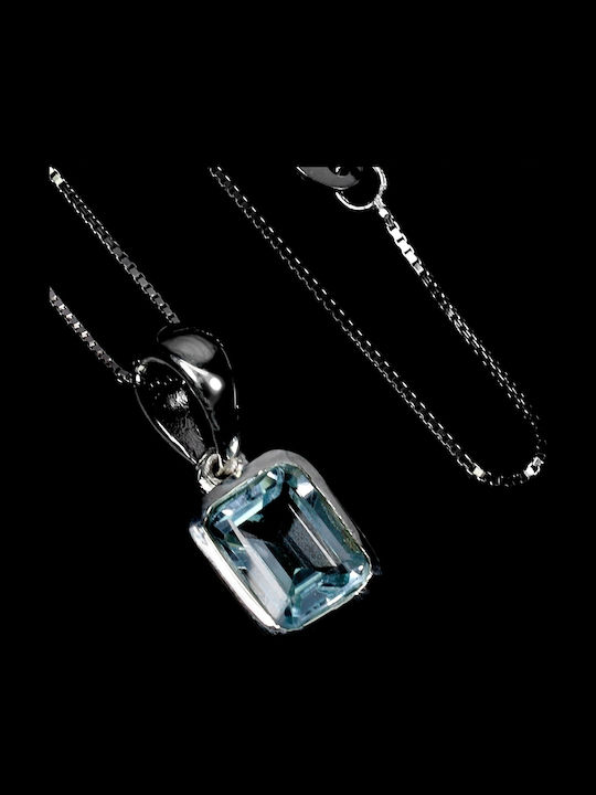 925 Beautiful Delicate Elegant Necklace Natural Sky Blue Topaz