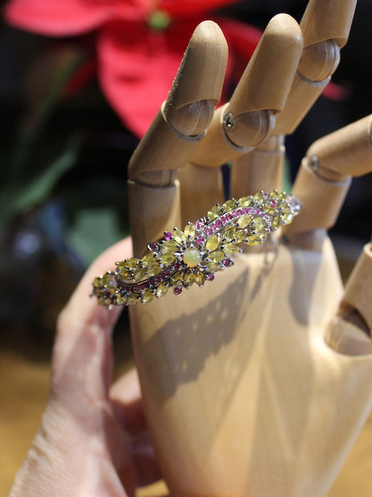 Songea Silberarmband Mit Natürlichen Gelben Saphiren Und Rubinen