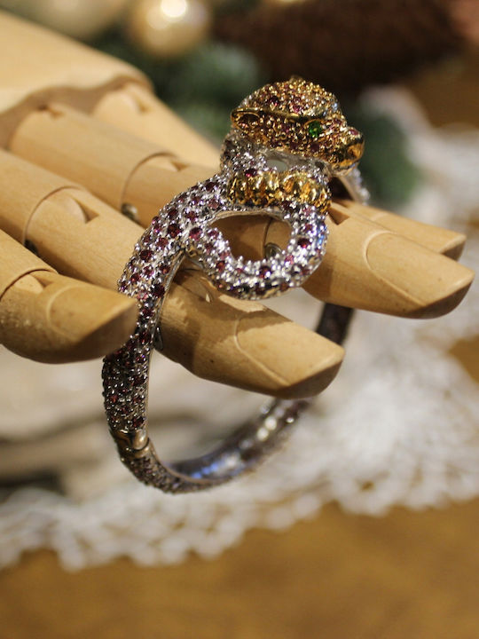 Silver Bracelet Tiger Rhodolite Diopsides