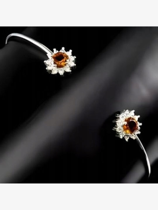 925 Silver Bracelet Natural Citrines Zirconia Delicate