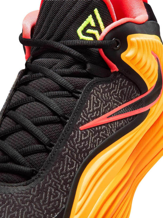 Giannis Freak 7 Fearless High Basketball Shoes Black Laser Orange Volt Bright Crimson