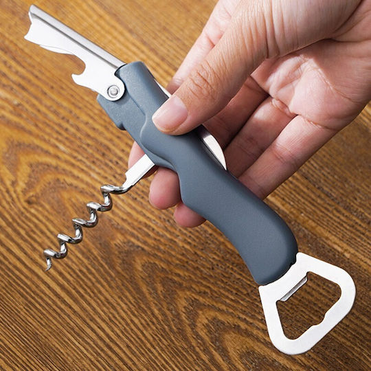 Tirbușon De Plută 4 În 1 Alista Home Deschizător Multifuncțional De Sticle Oțel Inoxidabil Mâner Antiderapant 13,5 X 4 Cm Albastru