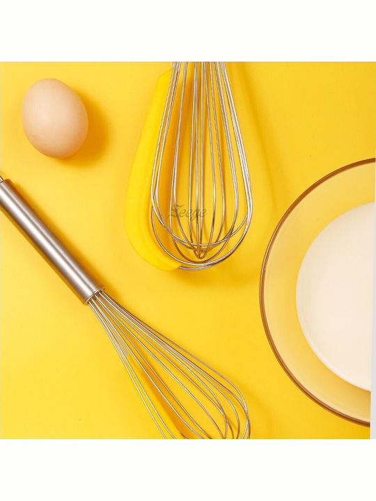 Set 3 Kitchen Utensils Alista Home 2 Whisks 1 Egg Separator Stainless Steel Silicone Yellow
