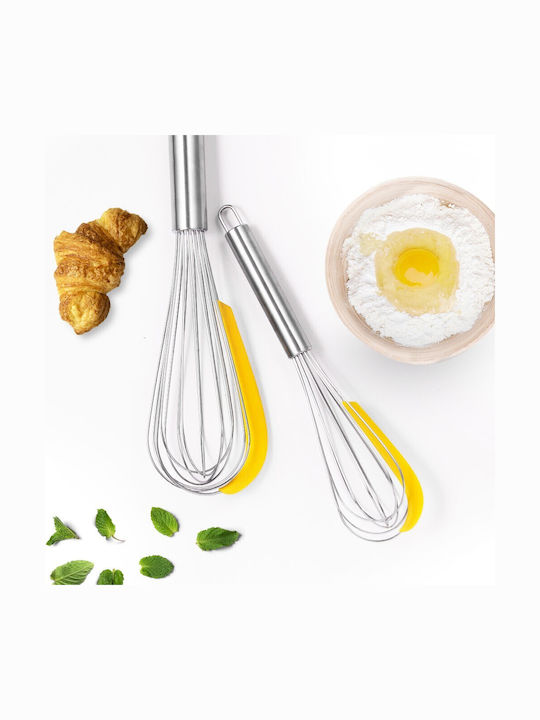 Set 3 Küchenutensilien Alista Home 2 Schneebesen 1 Eiertrenner Edelstahl Silikon Gelb