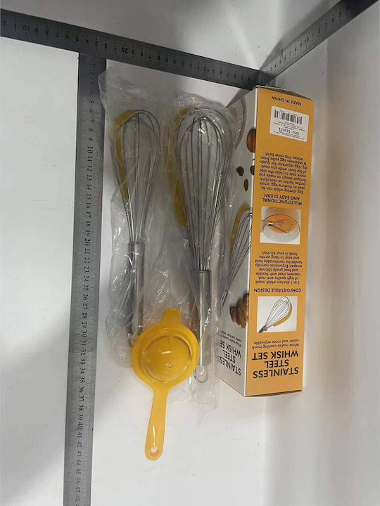Set 3 Küchenutensilien Alista Home 2 Schneebesen 1 Eiertrenner Edelstahl Silikon Gelb