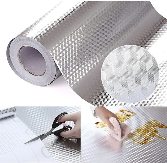 Autocolant Bucătărie Alista Home Folie Aluminiu Tip Rezistent La Ulei Umiditate Temperatură Ridicată Dulapuri Perete Blat Argintiu 60cm X 1m