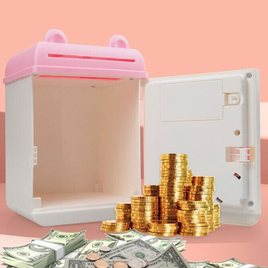 Alista Home Kinder Sparbüchse Aufbewahrungsbox Einfache Sparbüchse Schlüsselzugang 17 X 11,5 X 10 Cm 400 G Weiß Rosa