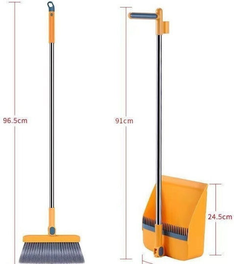 Set Mătură Cu Farăș Demontabil Mâner Alista Home Perie Dinți Curățare Mătură Rotațională Pliabilă Oțel Inoxidabil Polipropilenă Portocaliu